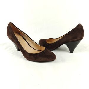 Chocolat Blu Brown Suede Round Toe 3” Heel Pumps Size 7.5 Minimalist Academia